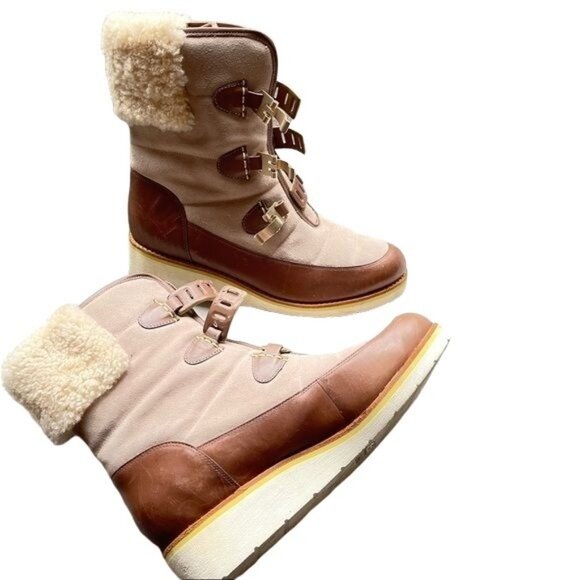 Cole Haan Lania Winter Boots Waterproof Shearling Clasp Leather Nike Air Size 9B - Picture 14 of 14